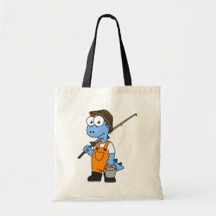 Bolso De Tela Ilustracion De Un Pescador Allosauro.
