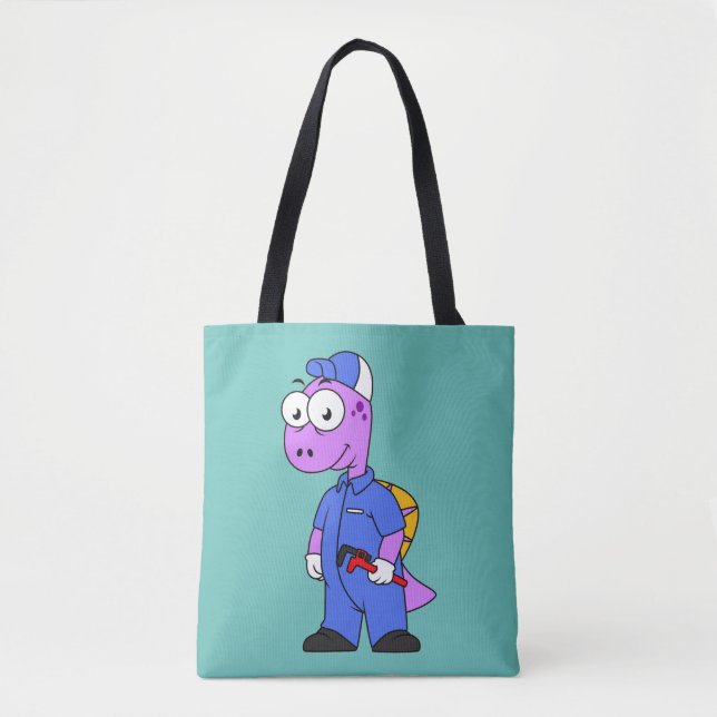 Bolso De Tela Ilustracion De Un Plomero De Spinosaurus. (Anverso)