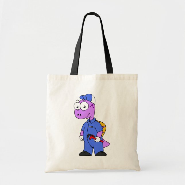 Bolso De Tela Ilustracion De Un Plomero De Spinosaurus. (Frente)