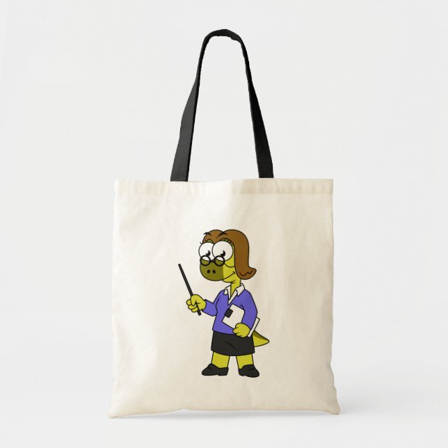 Bolso De Tela Ilustracion De Un Profesor De Paquicefalosaurio. (Frente)