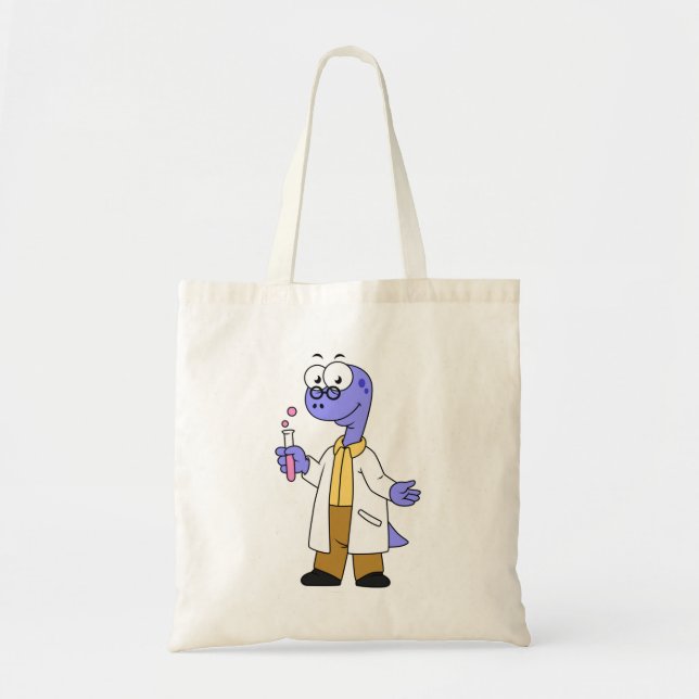 Bolso De Tela Ilustracion De Un Químico Brontosauro. (Frente)