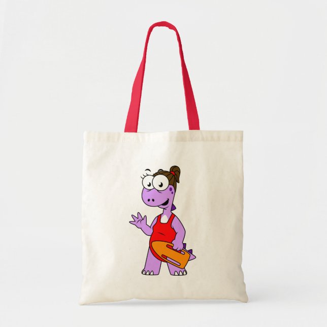 Bolso De Tela Ilustracion De Un Salvavidas Tirrannosauro Rex. (Frente)