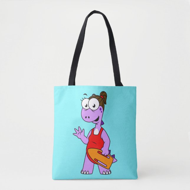 Bolso De Tela Ilustracion De Un Salvavidas Tirrannosauro Rex. (Anverso)