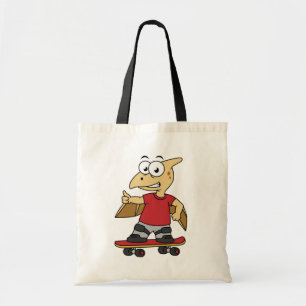 Bolso De Tela Ilustracion De Un Skateboarding De Pterosaur.