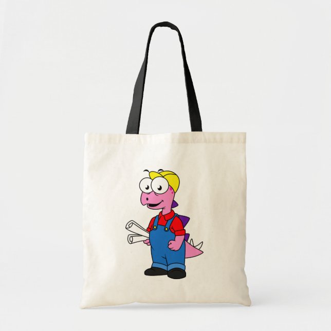 Bolso De Tela Ilustracion De Un Trabajador De Construcción De St (Frente)
