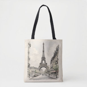 Bolso De Tela Ilustración de viaje antigua y vintage de París