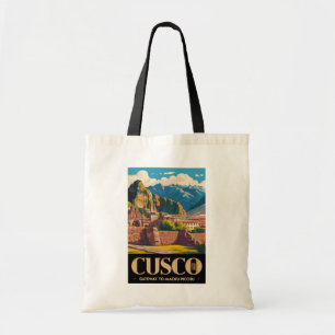 Bolso De Tela Ilustración de viaje de arte vintage Cusco Perú