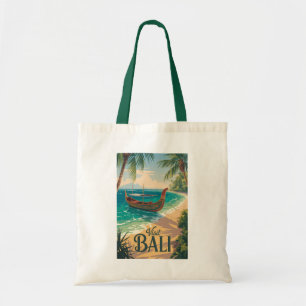 Bolso De Tela Ilustración de viaje de arte vintage de Bali Indon