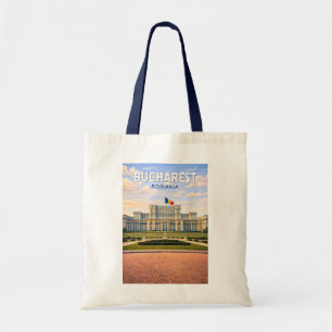 Bolso De Tela Ilustración de viaje de arte vintage de Bucarest R