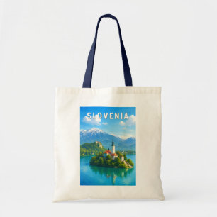 Bolso De Tela Ilustración de viaje de arte vintage de Eslovenia