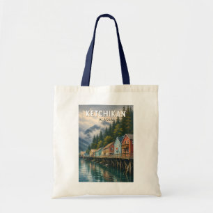 Bolso De Tela Ilustración de viaje de arte vintage de Ketchikan