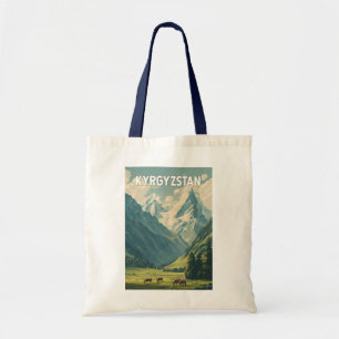 Bolso De Tela Ilustración de viaje de arte vintage de Kirguistán