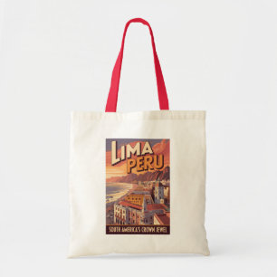 Bolso De Tela Ilustración de viaje de arte vintage de la costa d