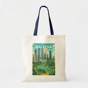 Bolso De Tela Ilustración de viaje de arte vintage de Malasia