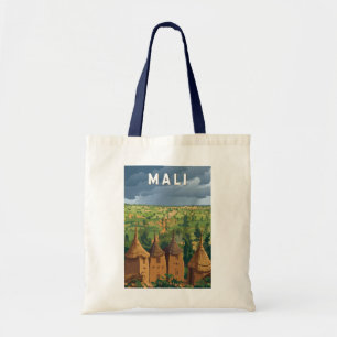 Bolso De Tela Ilustración de viaje de arte vintage de Malí