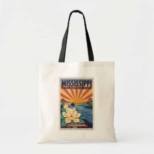 Bolso De Tela Ilustración de viaje de arte vintage de Mississipp