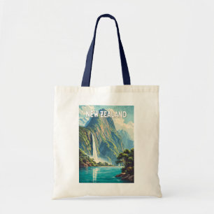 Bolso De Tela Ilustración de viaje de arte vintage de Nueva Zela