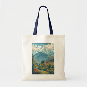 Bolso De Tela Ilustración de viaje de arte vintage de Pakistán