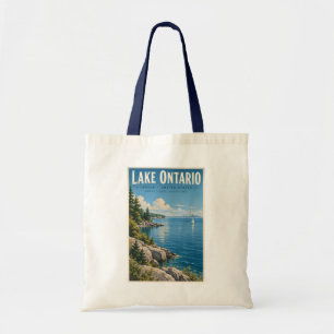Bolso De Tela Ilustración de viaje de arte vintage del lago Onta