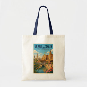 Bolso De Tela Ilustración de viaje de arte vintage Sevilla Españ