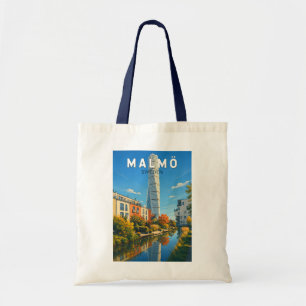 Bolso De Tela Ilustración de viaje de Malmö Suecia Vintage