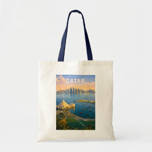 Bolso De Tela Ilustración de viaje de Qatar Arte Vintage