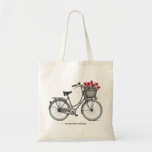 Bolso De Tela Ilustración de viaje en bicicleta de tulipán vinta