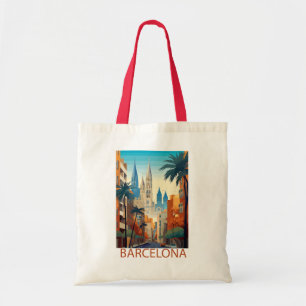 Bolso De Tela Ilustración de viaje retro de Barcelona