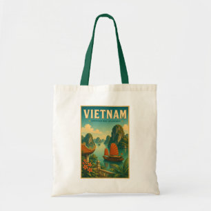Bolso De Tela Ilustración de viaje retro de la bahía de Ha Long 
