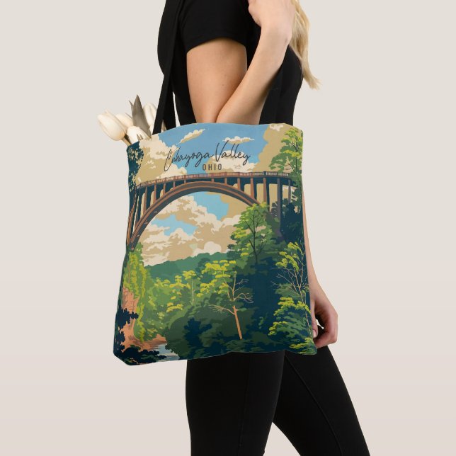 Bolso De Tela Ilustracion de Viajes del Valle de Cuhayoga Ohio (Detalle)