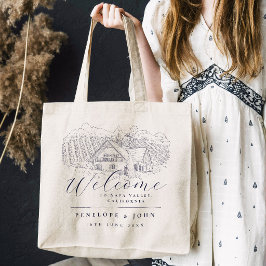 Bolso De Tela Ilustración de viñedo elegante Boda de destino