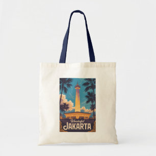 Bolso De Tela Ilustración de Yakarta Indonesia Arte de Viaje Vin