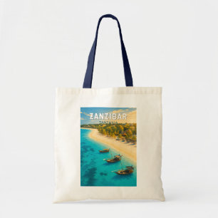 Bolso De Tela Ilustración de Zanzíbar Tanzania Arte de Viaje Vin