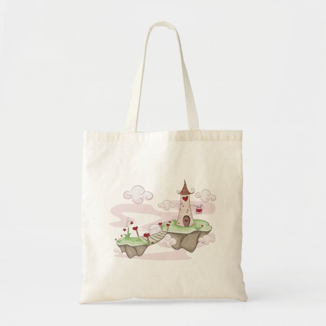 Bolso De Tela Ilustracion del castillo de amor flotante Fantasía (Frente)