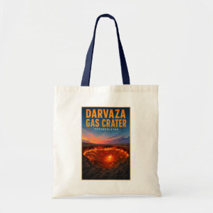 Bolso De Tela Ilustración del cráter de gas de Darvaza Turkmenis