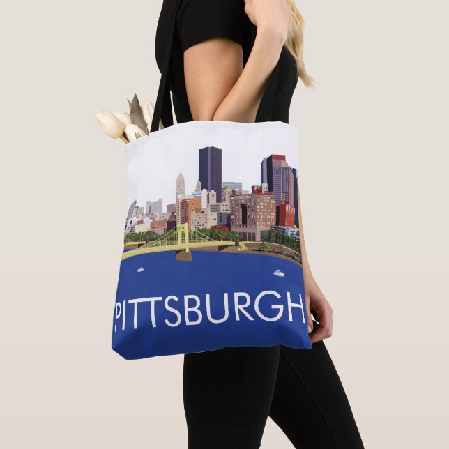 Bolso De Tela Ilustracion del equipo de Guay Pittsburgh Skyline (Detalle)