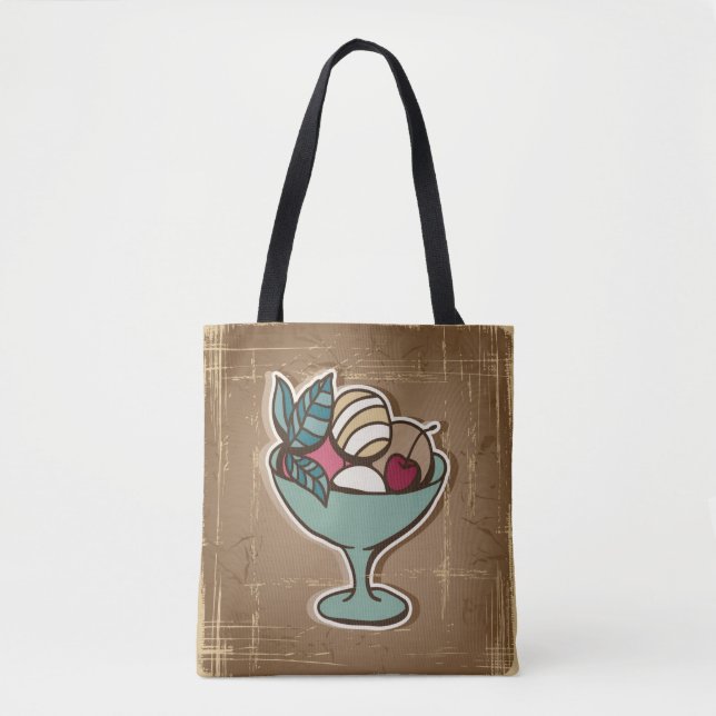 Bolso De Tela Ilustracion del helado en estilo retro (Anverso)