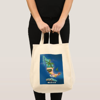 Bolso De Tela Ilustración del mapa de México cartel de viaje.
