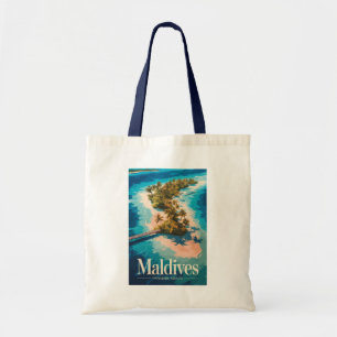 Bolso De Tela Ilustración del paisaje de Maldivas Arte de viaje 