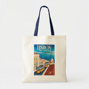 Bolso De Tela Ilustración del paisaje urbano de Lisboa Portugal