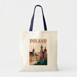 Bolso De Tela Ilustración del paisaje urbano de Polonia Arte de