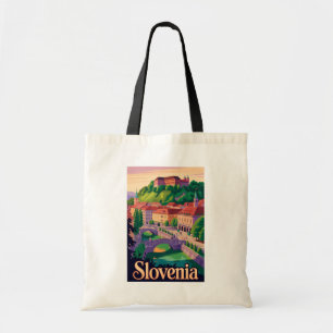 Bolso De Tela Ilustración del puente de Ljubljana en Eslovenia A