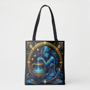 Bolso De Tela Ilustración digital hermosa del signo de Acuario