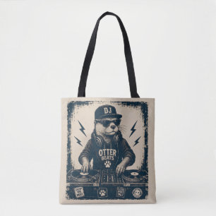 Bolso De Tela Ilustración divertida de DJ Animal Vintage EDM toc