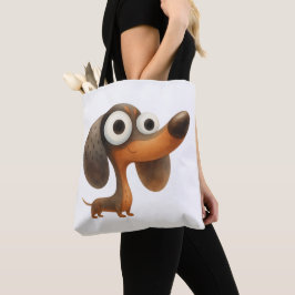 Bolso De Tela Ilustración divertida de perro salchicha Dachshund