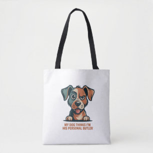 Bolso De Tela Ilustración divertida de una cita de perro mayordo