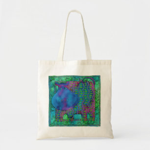 Bolso De Tela Ilustración en Acuarela de Hipopótamo Estampado