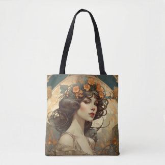 Bolso De Tela Ilustracion femenino con Art Nouveau