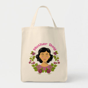 Bolso De Tela Ilustración floral femenina elegante del Día de l