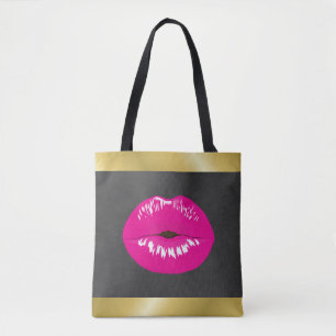 Bolso De Tela Ilustracion glamoroso de los labios rosados calien